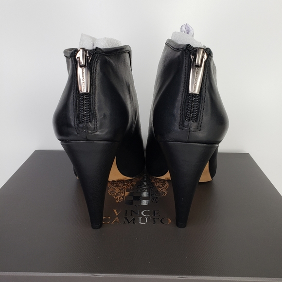 Vince Camuto Amber Black Leather Peep Toe Back Zip High Heel Boots Sz 6M. - Picture 4 of 10